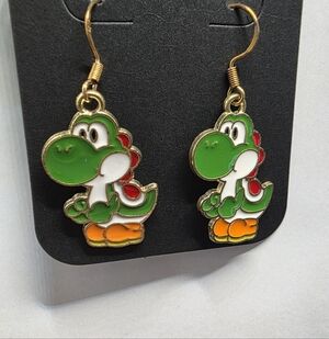 Green and Gold Character Earrings‎